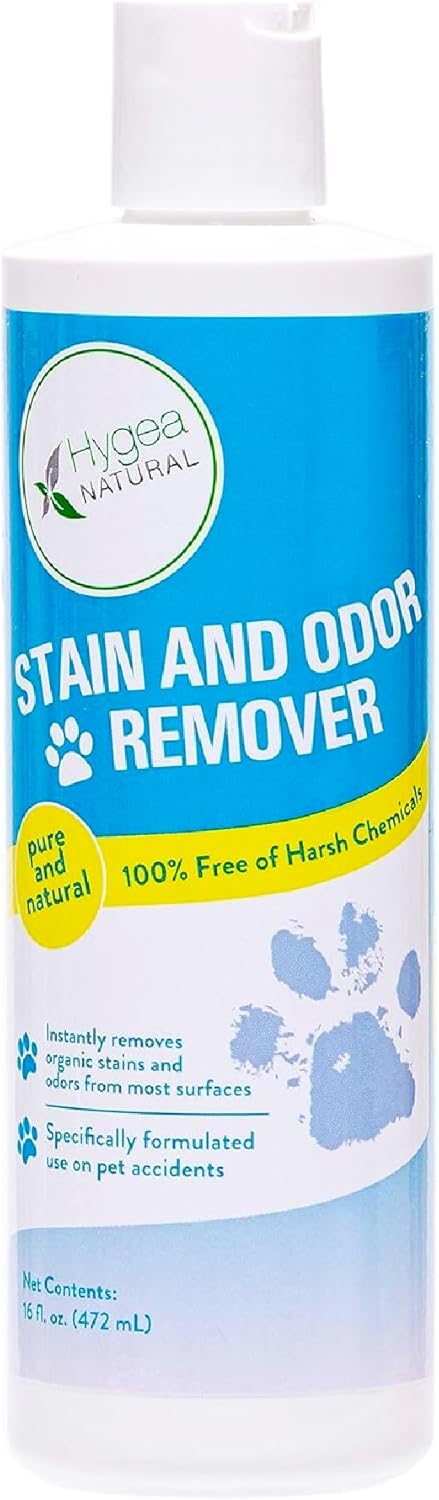 Hygea Natural Stain and Odor Eliminator, Pet Odor and Stain Remover for Urine & Vomit, Spot Carpet Cleaner for Small Animal, 16 Oz