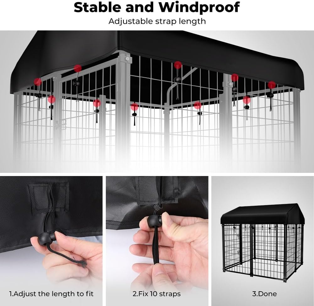 PawGiant Outdoor Dog Kennel Cover Replacement, Waterproof UV-Resistant Cover for 4x4x4.5 ft Large Dog Enclosure