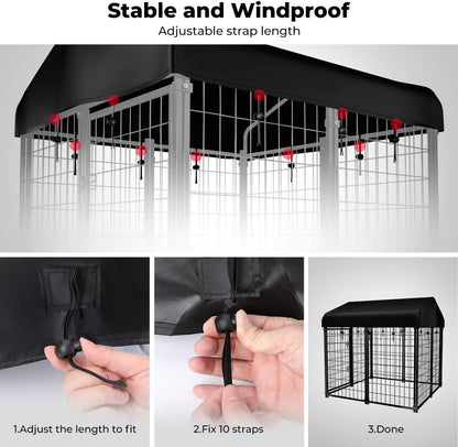 PawGiant Outdoor Dog Kennel Cover Replacement, Waterproof UV-Resistant Cover for 4x4x4.5 ft Large Dog Enclosure