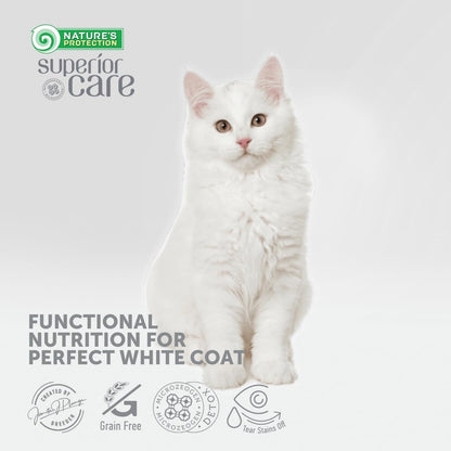 Nature's Protection Dry Cat Food & Dental Treats Bundle: Grain Free Dry Kibble 3.3 lb + Chews for Cat Teeth Cleaning 2.64 oz, No Tear Stains or Hairball (Superior Care - Herring, Poultry)