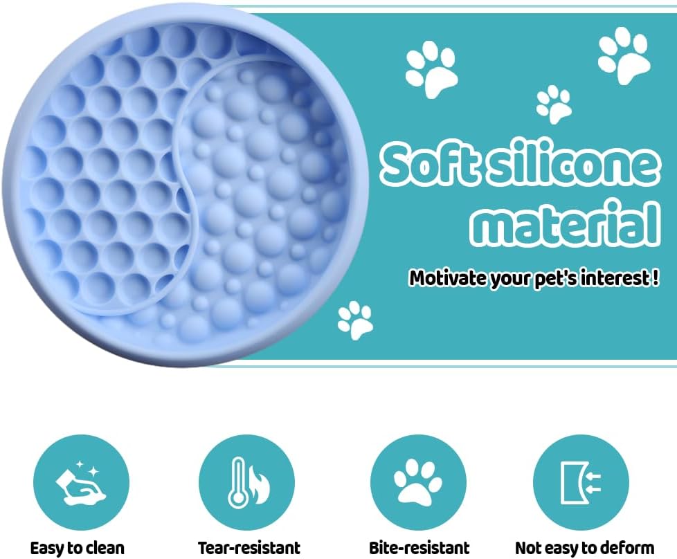 Dog Lick Bowl, Silicone Anti-Choking Cat Feeding Bowls Non-Slip Pet Slow Feeder Bowl with Suction Cups for Dogs Cats