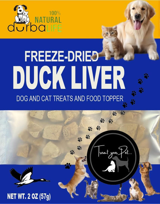 Freeze Dried Dog and Cat Treats Food Topper (2.0 oz, Duck Liver)