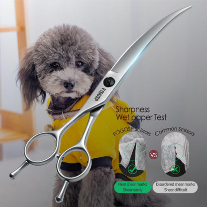Professional Left Handed Curved Dog Grooming Scissors for Lefty Groomers 35° Arc Grooming Shears for Dogs Pet Cat Japanese 440C Sharp and Durable(7.5 in,Lefty)