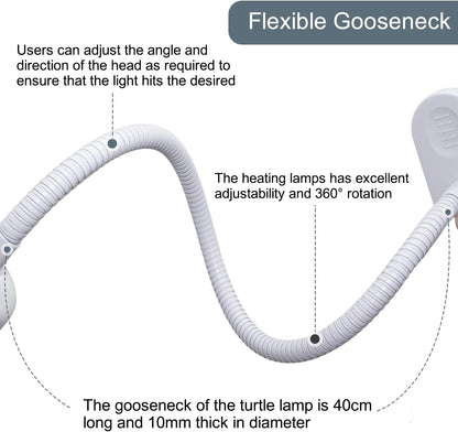 Aluminum Gooseneck Clamp on Desk Light Socket, Clip Lamp Holder E26 Desk Light Lamp with 240cm Cable, Turtle Tank Lights Heat for Reptiles, for Home Office Makeup(No Bulb)