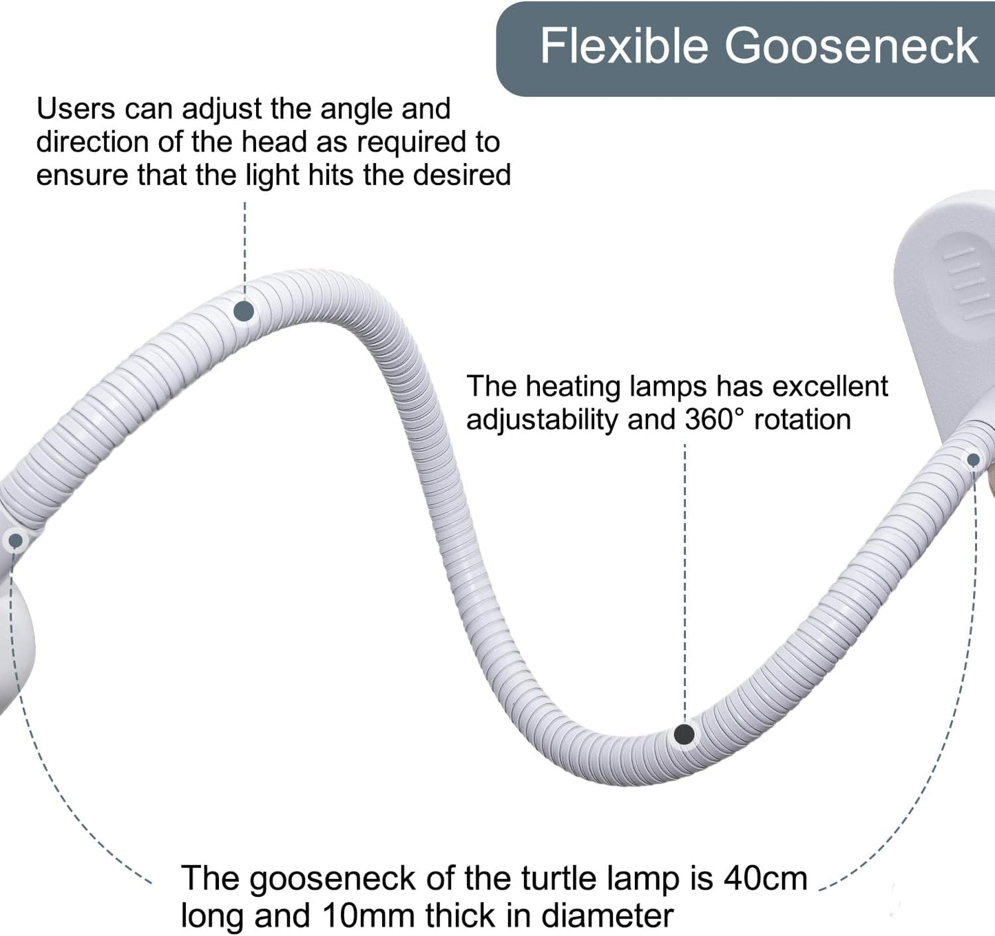Aluminum Gooseneck Clamp on Desk Light Socket, Clip Lamp Holder E26 Desk Light Lamp with 240cm Cable, Turtle Tank Lights Heat for Reptiles, for Home Office Makeup(No Bulb)