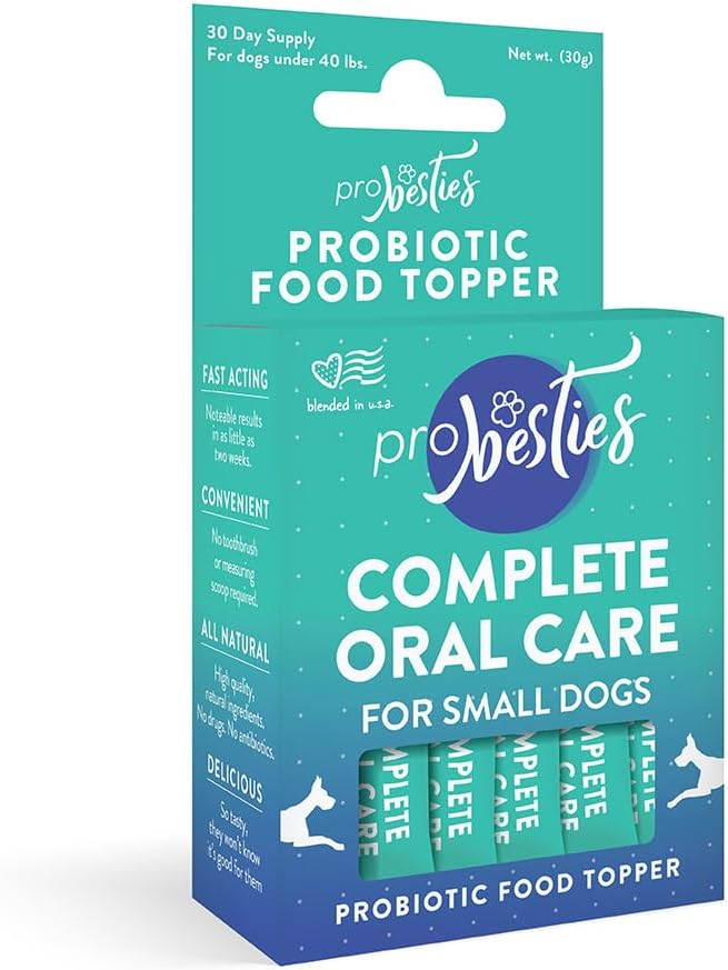 Dental Powder for Dogs Teeth Care, Complete Oral Care for Sm Dogs, Probiotic Food Topper for Extreme Bad Dog Breath (Sm Dog (Under 40 lbs))