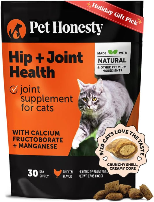 Cat Hip + Joint Health Chews – Crunchy & Creamy Cat Joint Support Supplement - Glucosamine, Chondroitin & Omega-3s – Supports Mobility, Flexibility & Comfort for Indoor & Outdoor Cats (Chicken 30-Day)