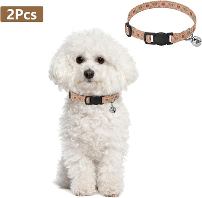 Cute Owls Animals Print Dog Collar with Buckle Adjustable 2 Pack Pet Polyester Collar for Small Dogs Cats