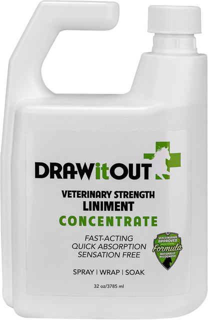 Draw It Out Liniment Spray Concentrate - Veterinary Strength - Odorless and Colorless - Pain Relief Topical Analgesic Horse Cream for Joint and Muscle Pain - Spray Wrap Soak - Natural Mineral