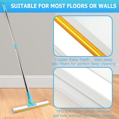 Kakalote Carpet Rake for Pet Hair Removal, 20"- 55" Adjustable Long Handle Cat Dog Fur Rakes Scraper Carpet Broom for Carpets, Rugs, Mats, with 2pcs Hair Shaving Comb(3pc Sets)