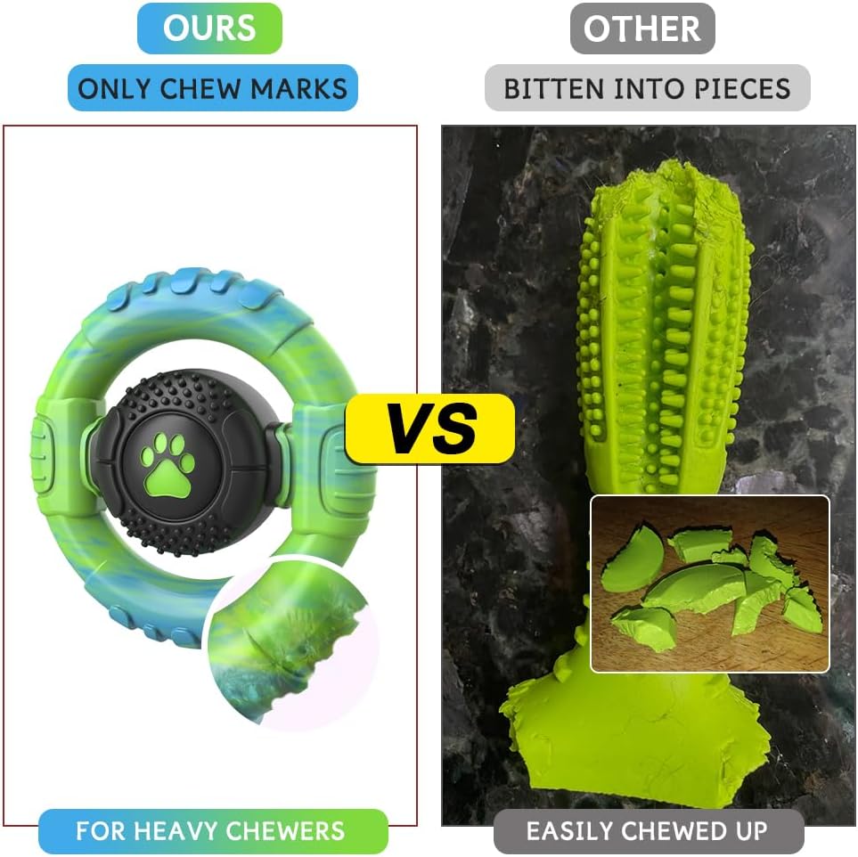 Dog Toys for Aggressive Chewers Large Medium Breed, Indestructible Squeaky Dog Chew Toys, Tough Nylon Rubber Interactive Dog Toys to Keep Them Busy