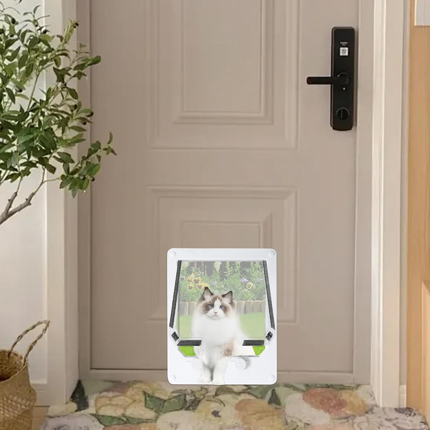Wall Mounted Pet Door - 4 Locking Modes Insert for Dad Cat, Flap Door Outside Inside | Secure Entry for Wall Window Indoor Outdoor Use, po