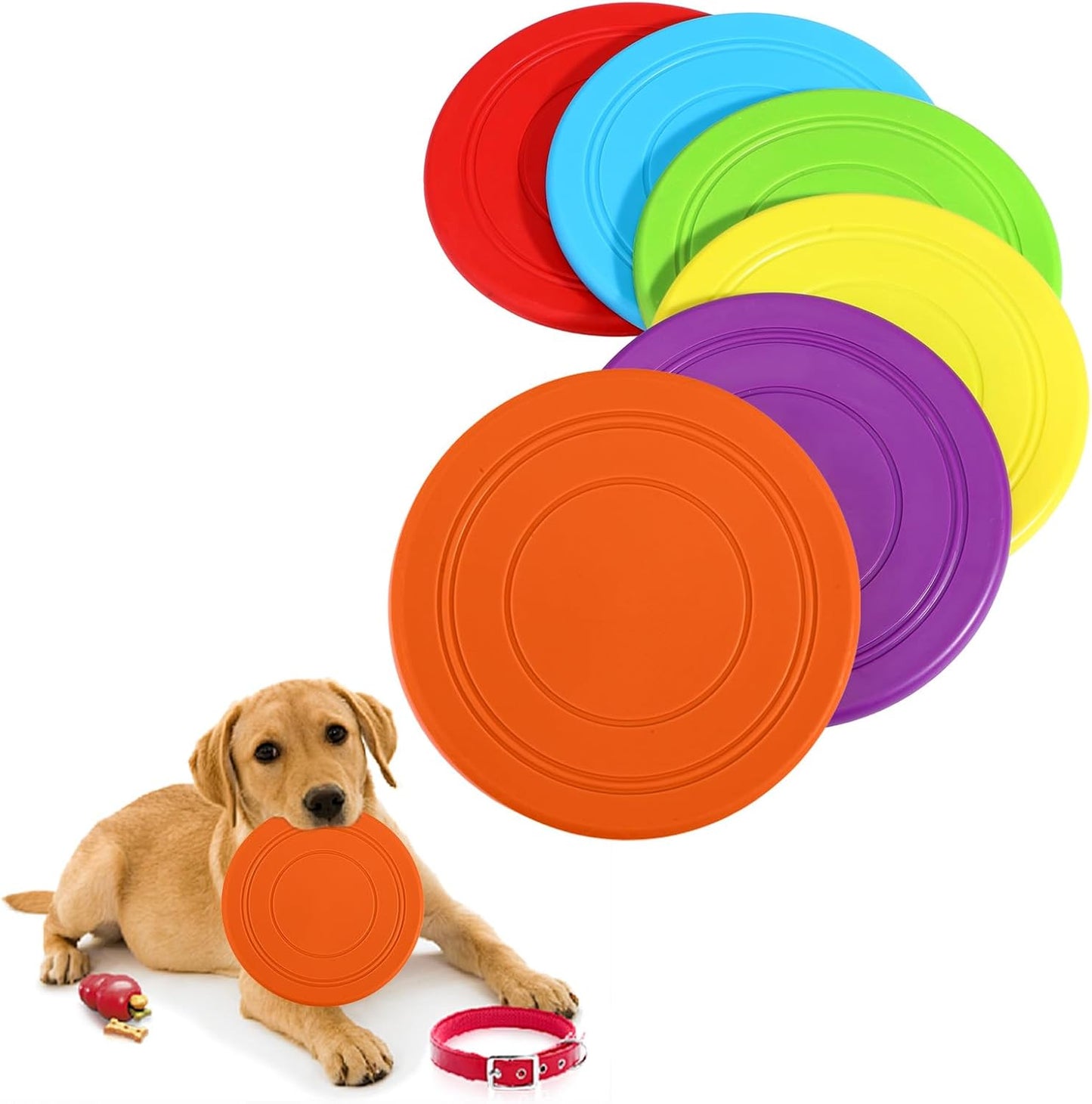 18 Pack Dog Flying Discs, Soft TPR Rubber Flyer Toys for Small Medium & Large Dogs - Interactive, Float in Water, Safe on Teeth, for Outdoor Fetch & Training (6 Colors)