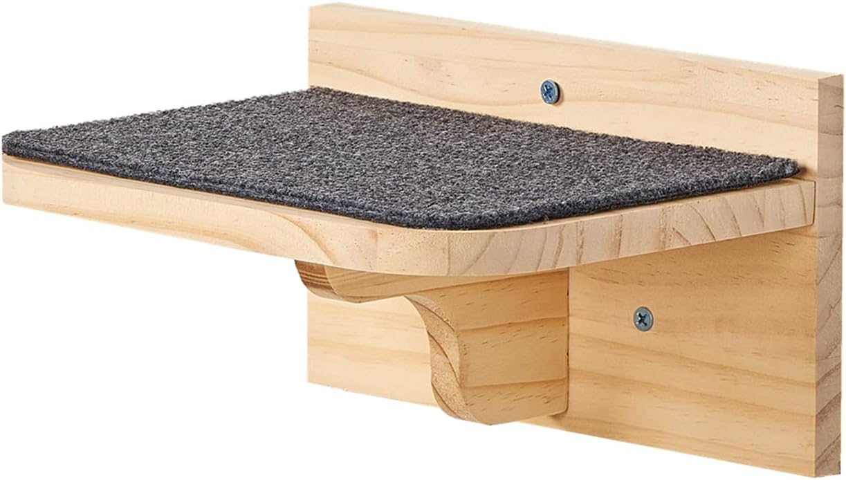 SHENGOCASE 9.8" x 7.1" Solid Wood Wall Mounted Large Cat Step, Cat Wall Furniture, Shelves Stairs Perch