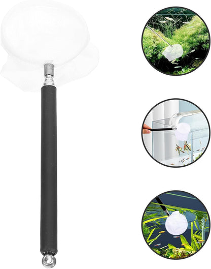 Kisangel Small Aquarium Shrimp Net Retractable Fine Mesh Fish Tank Net 3D Round for Pond and Creek Fishing