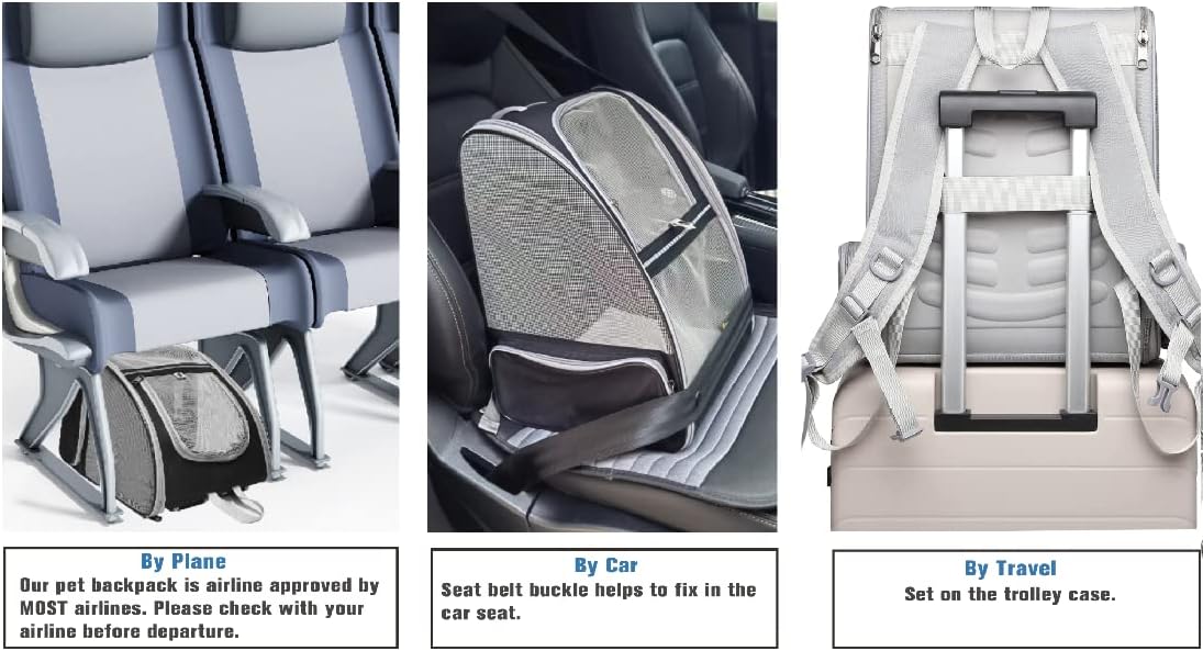 Texsens Pet Backpack(Black) & Ear Care Wipes Combo‌