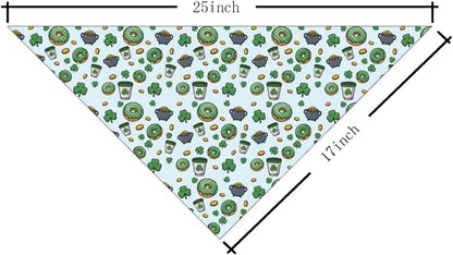 St. Patrick's Day Dog Bandana, Donuts and Clover Print Pet Bandana, Holiday Pet Photoshoot Accessories, Adjustable Triangle Dog Scarf for Small Medium Dogs
