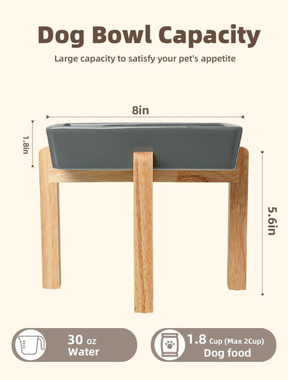 GDCZ Dog Slow Feeder Bowls, Square Ceramic Pet Food Bowl for Medium Breed, Fun Dog Bowls to Slow Down Eating (Grey, M-1.8 Cups+Stand)