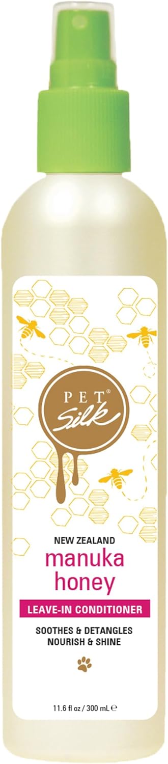 Pet Silk Manuka Honey 11.6oz Leave-in Conditioner, Soothes, Detangles, Nourishes and Improves Overall Shine, Create a Stronger, Healthier Coat, Infused with Manuka Honey, Green Tea and Keratin!
