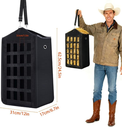 Eforcase 3PCS Hay Bags for Horses, Slow Feed Hay Bags for Goats,Sheep, Donkey, Premium Oxford Hang Feed Bag with Front Nets Design, Easy to Fill, Adjustable,Horse Feeding Supplies