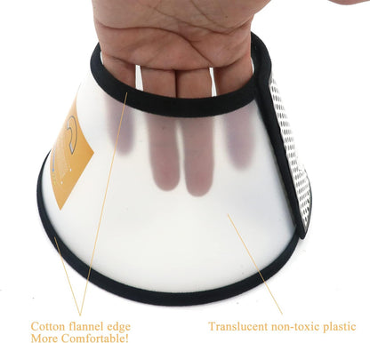 Plastic Pet Recovery Collars & Cones for Dogs and Cats After Surgery Adjustable Dog Neck Cone Surgical Elizabeth E-Collar Prevent Biting and Stop Licking Wound (S)