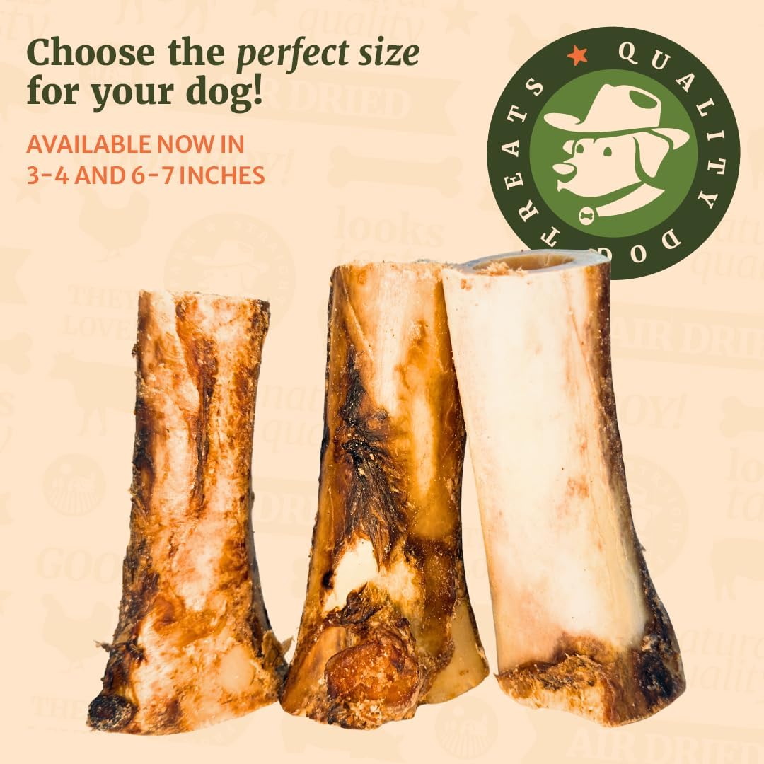 Nature's Ranch Premium Marrow Bones for Dogs – 6–7 Inch, 3 Pack, 100% Natural, Slow-Roasted, Long-Lasting Chews for Dental Health | Ideal for Medium & Large Dogs