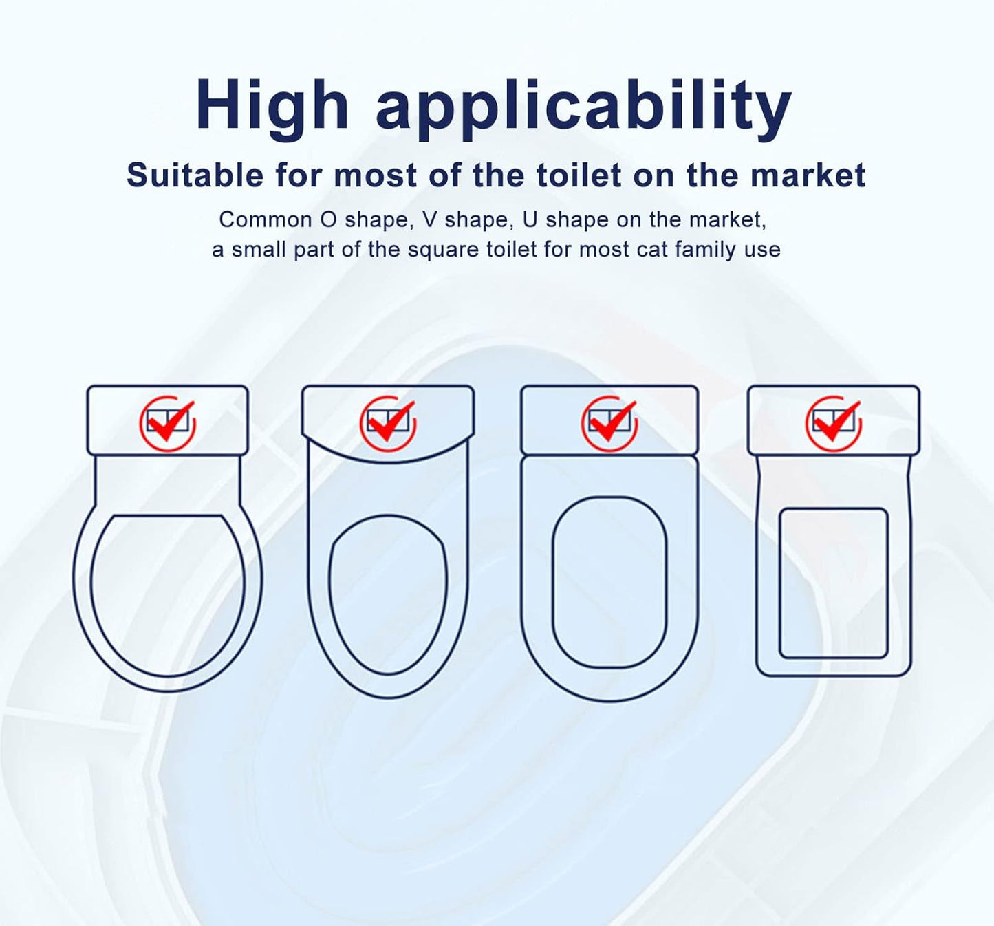 Ejoyous Cat Toilet Training Kit, Reusable Cat Toilet Trainer for Pet Cleaning, Universal Potty Training Toilet System Train Cat to Use Toilet (White Tray, 1 Blue Inner Support)