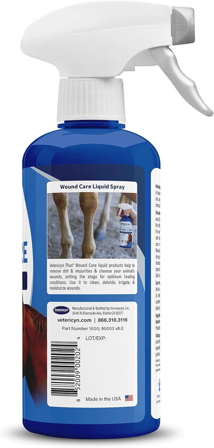 Vetericyn Plus Horse Wound Care Spray | Equine Healing Aid and Skin Repair, Clean Wounds, Relieve Itchy Skin. 16 ounces