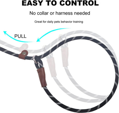 7ft Slip Lead Dog Leash + 6ft Slip Lead Dog Training Leash for Small Dogs, Black+Orange