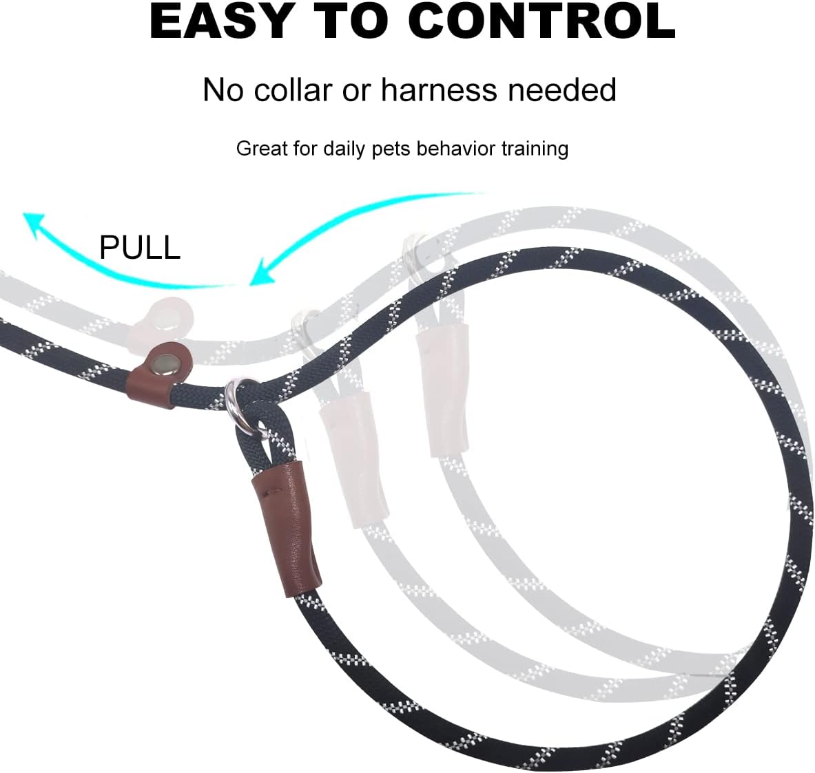 7ft Slip Lead Dog Leash + 6ft Slip Lead Dog Training Leash for Small Dogs, Black+Orange