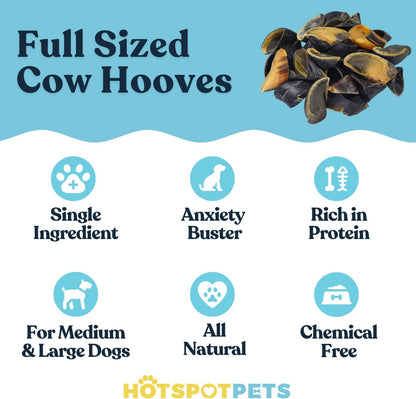 Full-Size Cow Hooves for Dogs (25 Pack) | All-Natural Long Lasting Dog Chews | Made from Grass Fed Cattle | Tasty Treat for Oral Hygiene | Fantastic Alternative for Rawhide and Bully Sticks