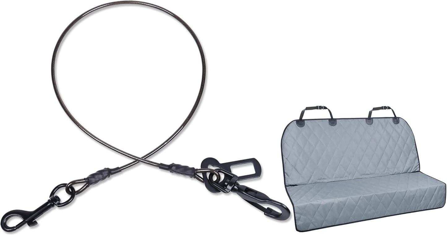 VIVAGLORY Dog Seat Belt + Dog Seat Cover, Chew Proof Waterproof Multi-Functional, Backseat Cover for Car