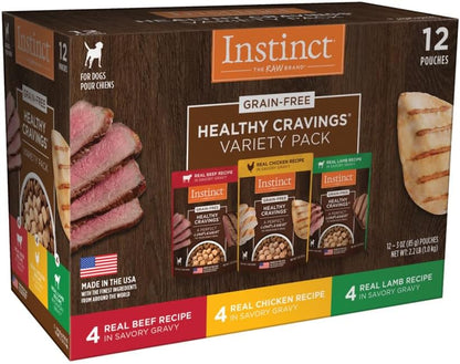 Instinct Healthy Cravings Grain Free Recipe Variety Pack Natural Wet Dog Food Topper by Nature's Variety, 3 oz. Pouches (Pack of 12)