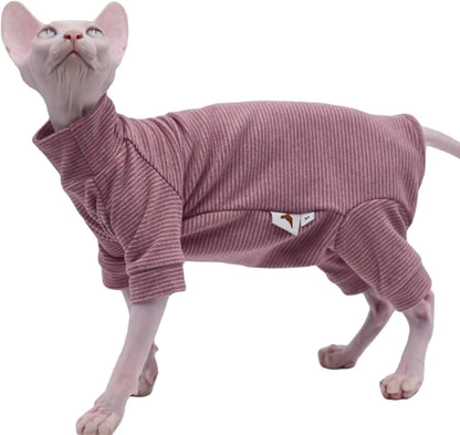 Hairless Cat Clothes Four-Legged Velvet Warm Soft Autumn and Winter Cat Apparel for Sphynx, Devon Rex, Cornish (Small)