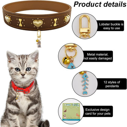 12pcs Cat Dog Collar Bells Charms, Pet Enamel Collar Bells Fishbone Jewelry Charms Cat Paw Alloy Collars Charm Bells for Cats Dogs Rabbit Necklace DIY Keyring Pendants Bag Decor