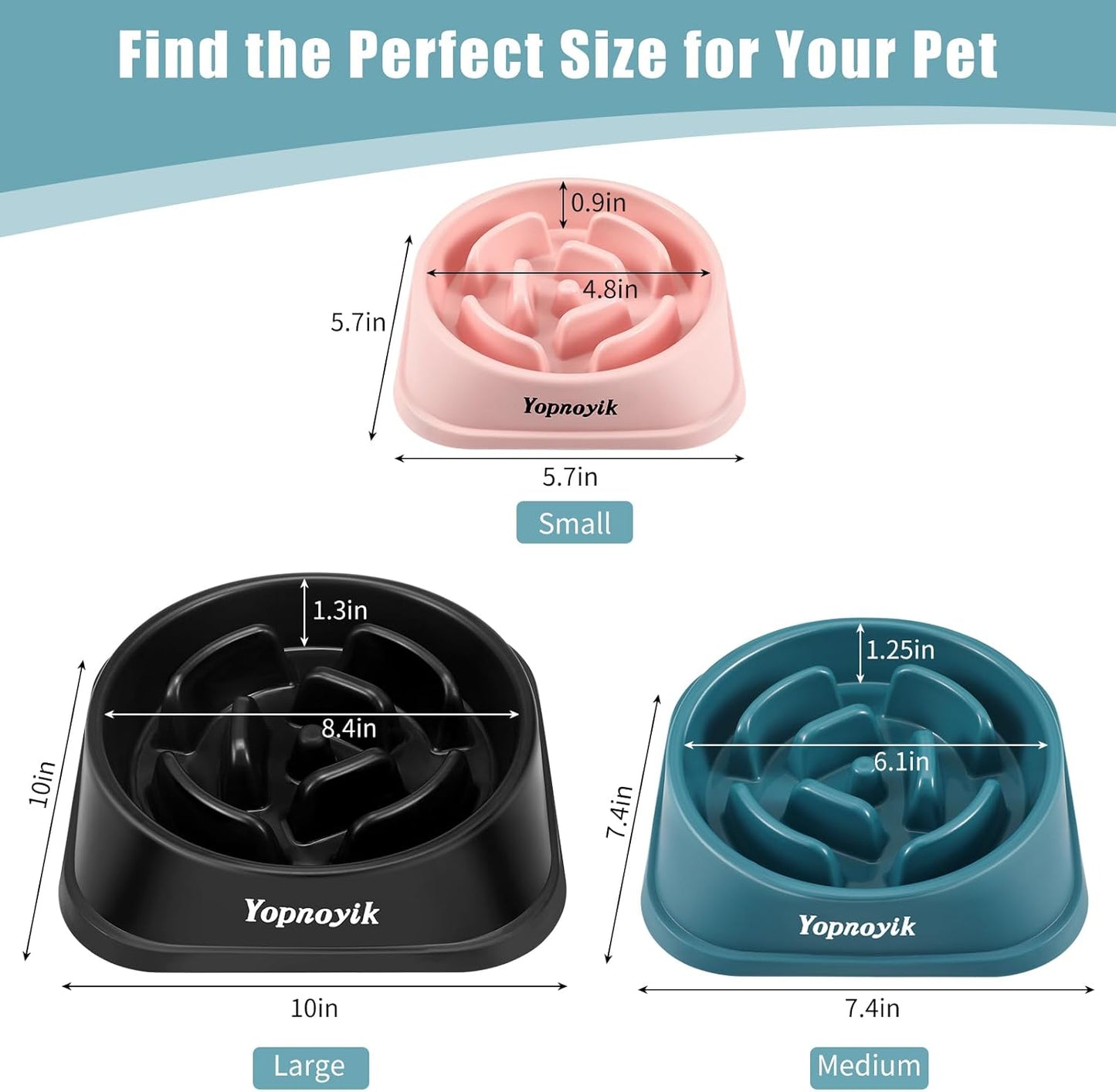 2 Pack Slow Feeder Dog Bowls for Healthy Eating, Non-Slip and Anti-Choking Design, Reduces Bloating & Overeating for Medium Dogs and Cats, Easy to Clean