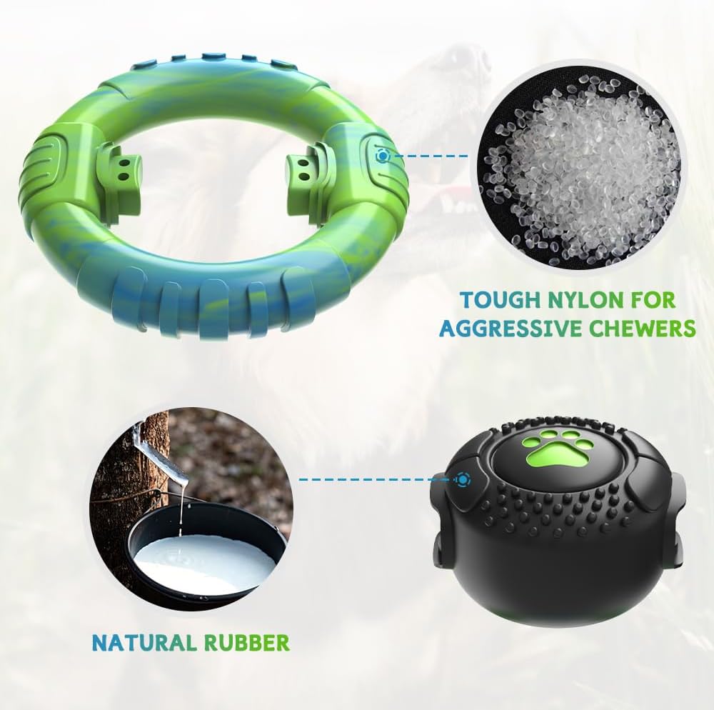 Dog Toys for Aggressive Chewers Large Medium Breed, Indestructible Squeaky Dog Chew Toys, Tough Nylon Rubber Interactive Dog Toys to Keep Them Busy
