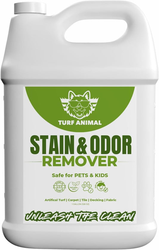 Turf Animal Pet Stain & Odor Remover for Strong Odors & Stubborn Stains – Natural Enzyme Odor Eliminator for Indoor Carpet & Outdoor Artificial Turf – Enzymatic Dog & Cat Urine Destroyer, 1 Gallon