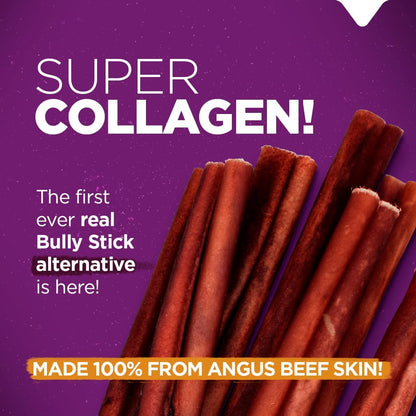 Natural Farm Odor-Free Super Collagen Dog Chews (3-5 Inch, 10-Pack) The First Ever Real Bull Sticks Alternative: 100% Natural Angus Hide Collagen Treats - More Protein, More Chew Time for All Dogs