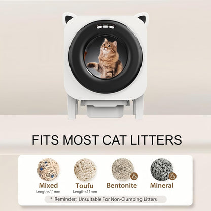 Self Cleaning Litter-Box for Multiple Cats with 76L Large Capacity,Automatic Litter Box with App Control and Safety Sensors Protection (Black)
