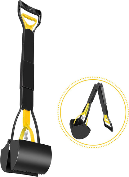 28 Inch Long Handle Pooper Scooper for Small & Large Dogs, Foldable Dog Poop Picker Upper for Yard, Avoid Bending Over for Easy Pick Up