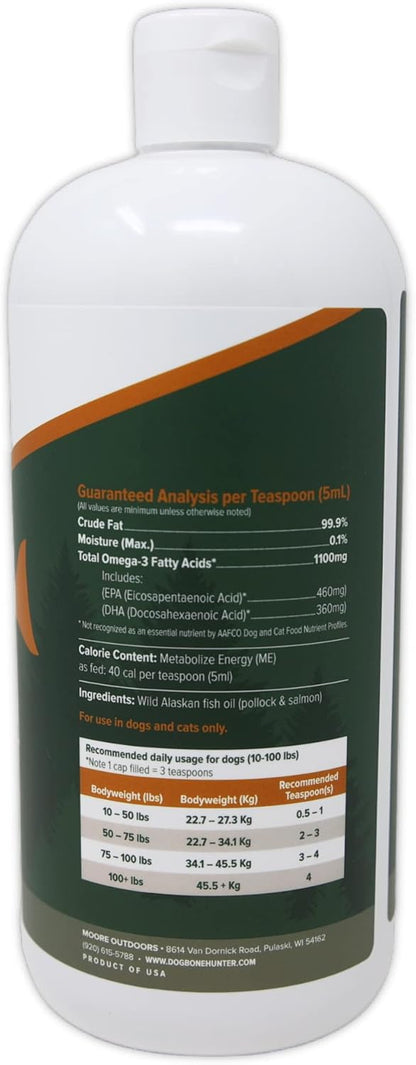 DogBone Fish Oil for Dogs 32 oz | Salmon Oil | Dog Fish Oil | Omega 3 | Dog Joint Supplement | Pet Vitamins and Supplements | Wild Alaskan Salmon Oil for Skin and Coat