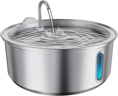 Large Dogs Water Fountain, 8L/270oz/ Stainless Steel Dog Water Fountain with Visual Water Level Window for Large for Families with Many Pets and Busy Families. with Operating Noise Below 30 decibels.