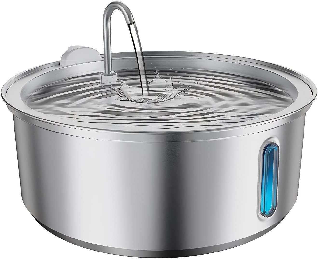 Large Dogs Water Fountain, 8L/270oz/ Stainless Steel Dog Water Fountain with Visual Water Level Window for Large for Families with Many Pets and Busy Families. with Operating Noise Below 30 decibels.