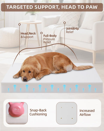 KSIIA Memory Foam Dog Bed Waterproof Large Dog Bed Orthopedic Crate Pad Supportive Crate Pads Soft Pet Mat for Large Pet Mats with Removable Washable Cover & Non-Slip Bottom, 44 x 32 Inch, Pink