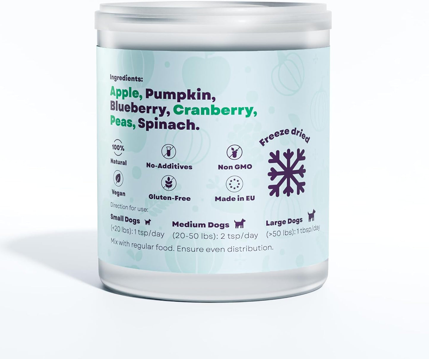 Natural Dog Skin and Coat Supplement - Dog Food Topper with Fruits & Vegetables - Freeze-Dried Meal Enhancer with Antioxidants, Vitamins & Nutrients - Easy-Mix Formula for All Breeds & Ages