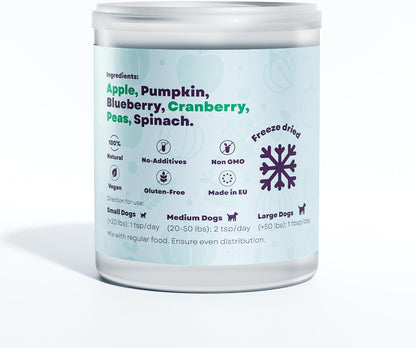 Natural Dog Skin and Coat Supplement - Dog Food Topper with Fruits & Vegetables - Freeze-Dried Meal Enhancer with Antioxidants, Vitamins & Nutrients - Easy-Mix Formula for All Breeds & Ages