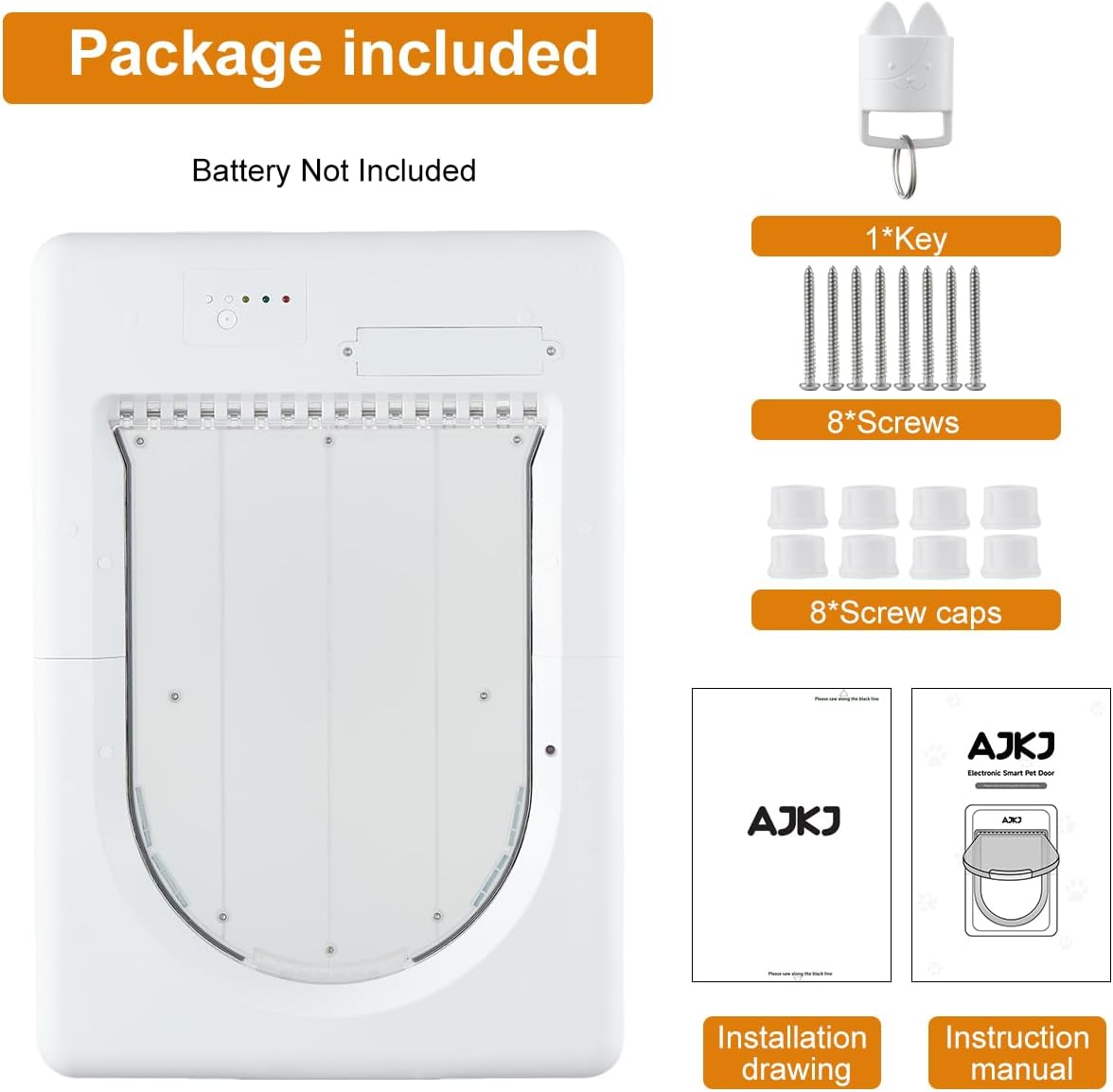 Smart Electronic Pet Door, Automatic Dog Door with 3 Modes, Battery Powered Electronic Sensor Pet Door with 1 Sensing Key, Fit for Large Pets Up to 85lbs. (New Upgraded) - Large Size