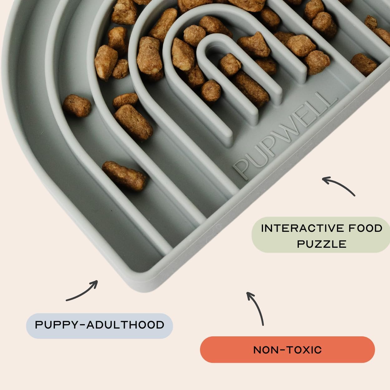 Pupwell Happy Feelings Lick Mat for Dogs and Cats, Dog Slow Feeder, Anxiety and Boredom Relief (Slate Blue)