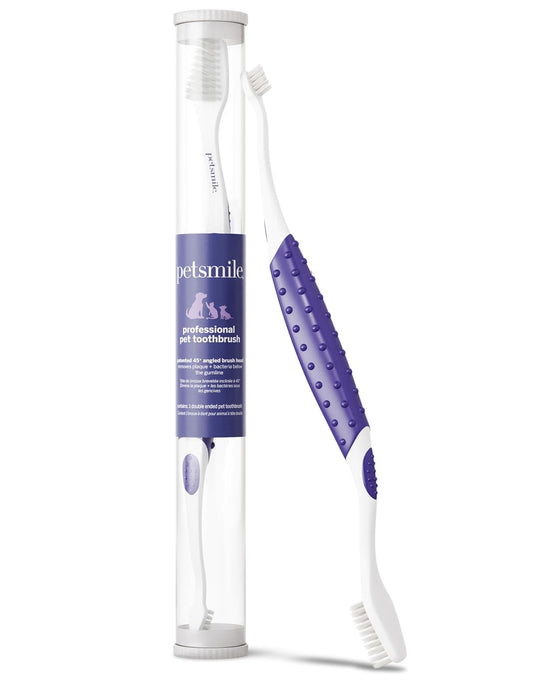 petsmile Professional Pet Toothbrush - Patented 45 Degree Cat & Dog Toothbrush for Small & Large Animals - Pet Accessories for Dental Care - VOHC Approved Teeth Cleaning - Dog Toothpaste Not Included